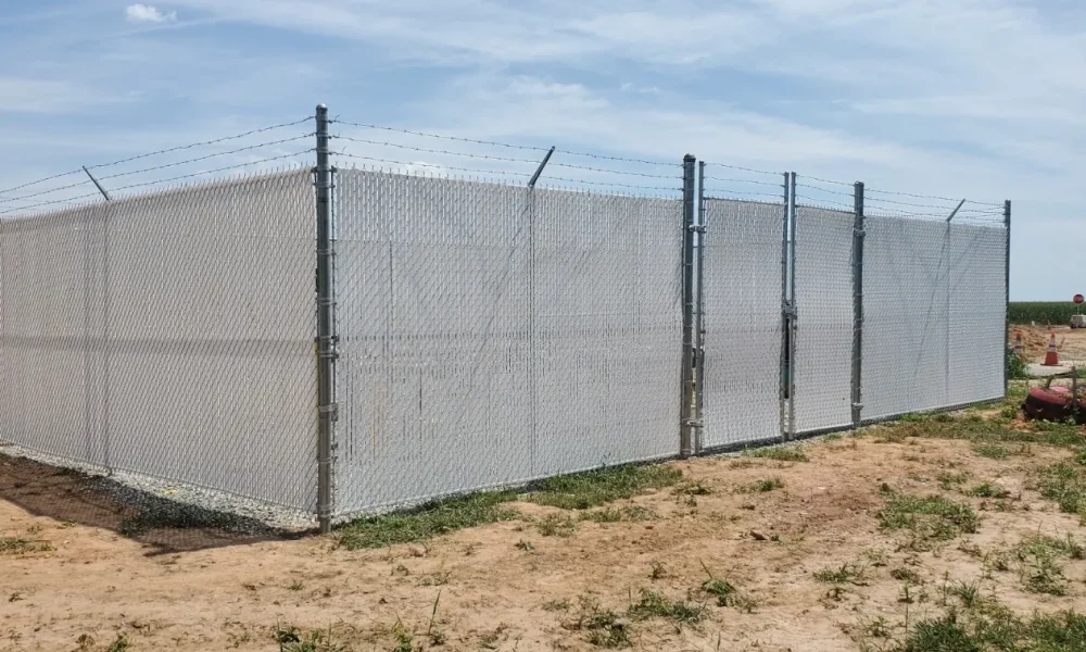 Chain Link Fence with Privacy Slats